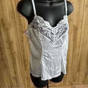 Vassarette White Camisole Slip with Lace Detail - Vtg Made in USA